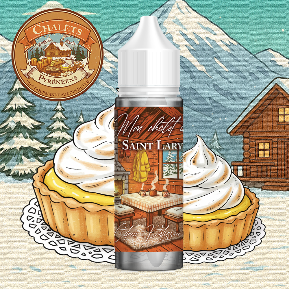 ELIQUIDE GOURMAND CHALET PYRENEEN SAINT LARY ELIQUIDE SAVEUR GOUT AROME CITRON PATISSIER VAPOTROTTER FIFTY VAPE 50ML 50PG 50VG